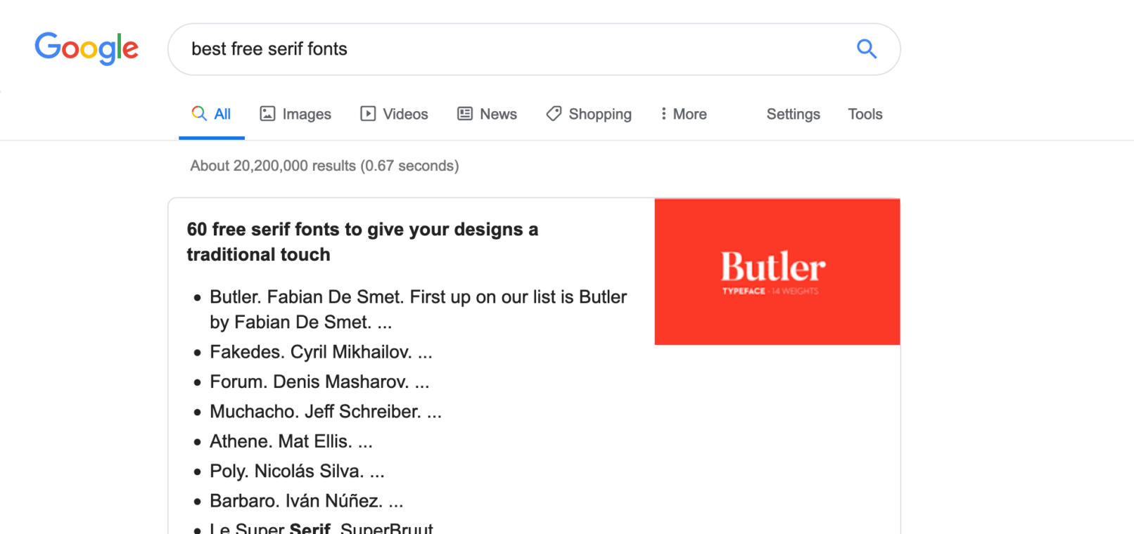 Butler font google search