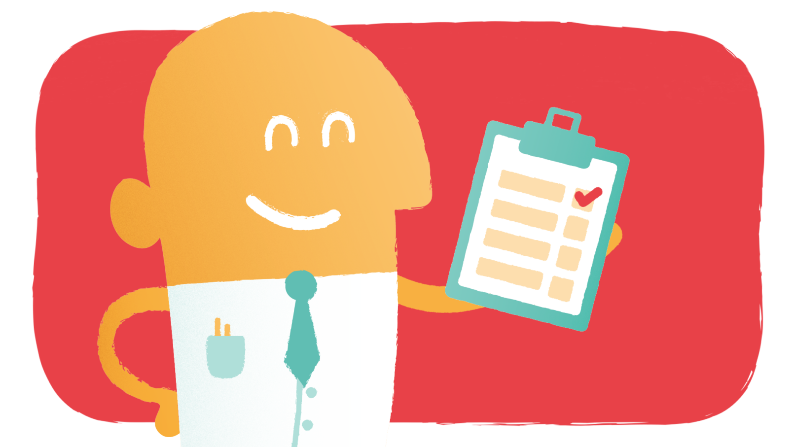 MICI, a smiling doctor showing a checklist