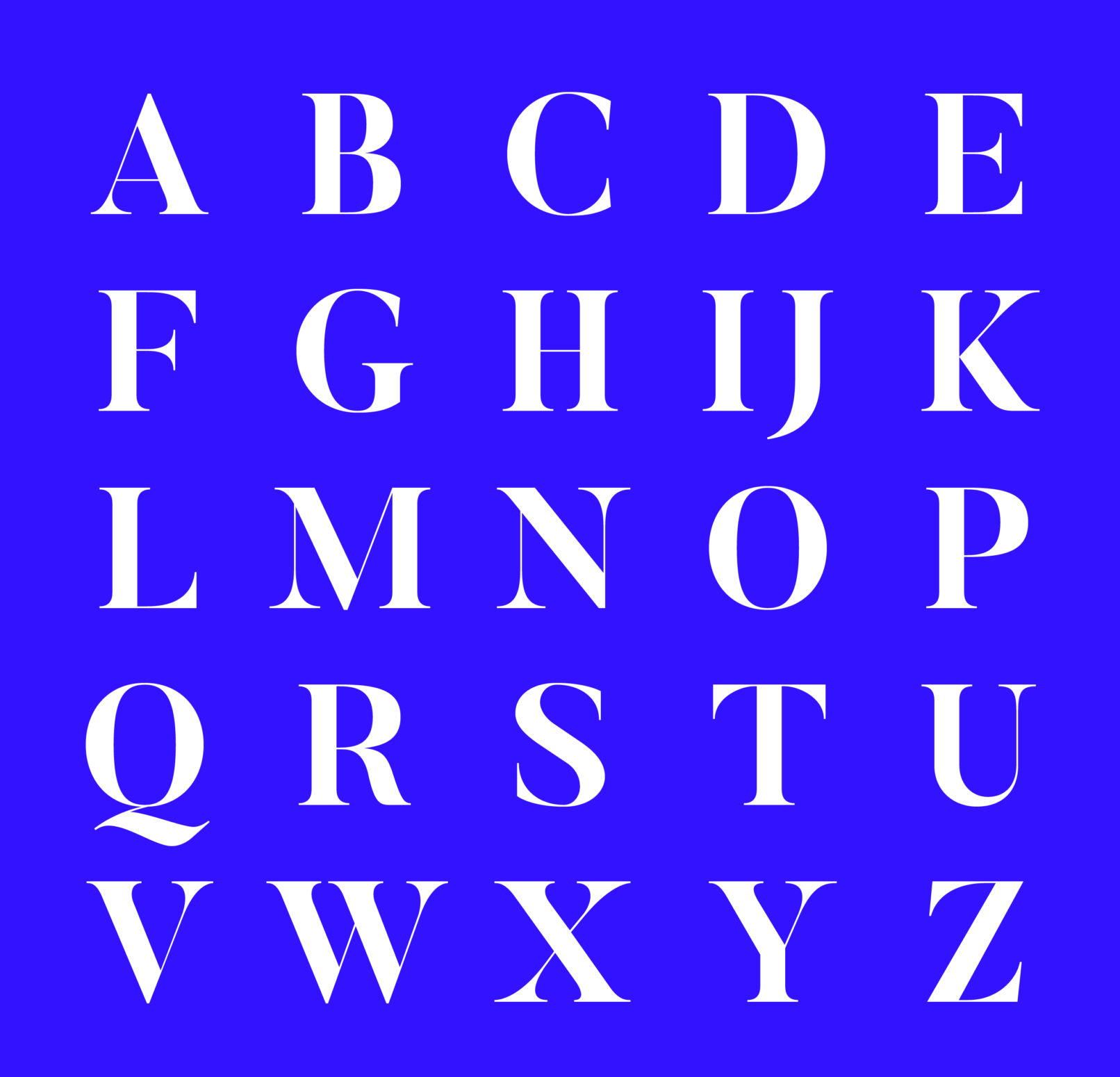 Uppercase alphabet in the serif Butler typeface