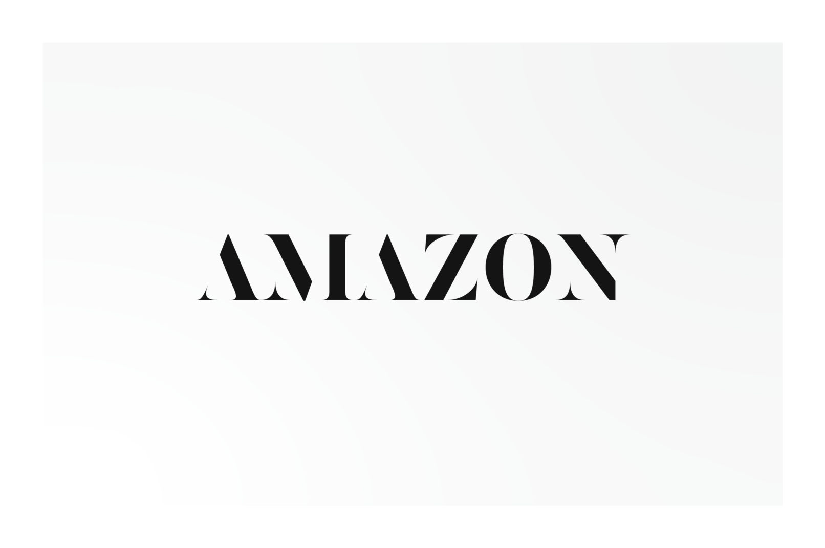 Branding of the Amazon logotype in an all caps stencil