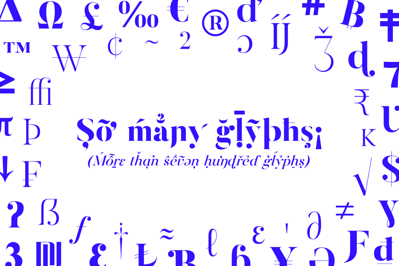 Butler Pro Font glyph set preview showing 700+ characters
